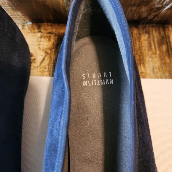 Stuart Weitzman Navy Blue Round Toe Ballerina Flats Elegant Versatile Shoes 9.5 - Picture 3 of 9
